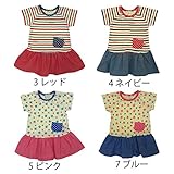【SiShuNon/シシュノン】ウサギ水玉ボーダーワンピース ウサギ 水玉 ドット ボーダー 半袖 ワンピース 90 5 ピンク