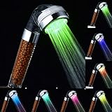 NHsunray LED シャワー ヘッド プレミアム水圧パワードハンドヘルドライトバスルームシャワーヘッド（ レインボー 7色 タイプ）