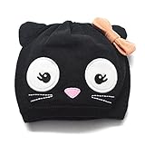 MIOIM® ニット帽 可愛い耳付き帽子 ニットキャップ 猫型 赤ちゃん キッズ 黒い帽子 男の子 女の子 男女児 秋冬 防寒 スタイリッシュ