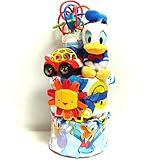 16041おむつケーキ３段男の子　ドナルドダック　ブライトスターズ　知育おもちゃセット　即納オムツケーキ　ディズニーキャラクター　知育玩具　出産祝い