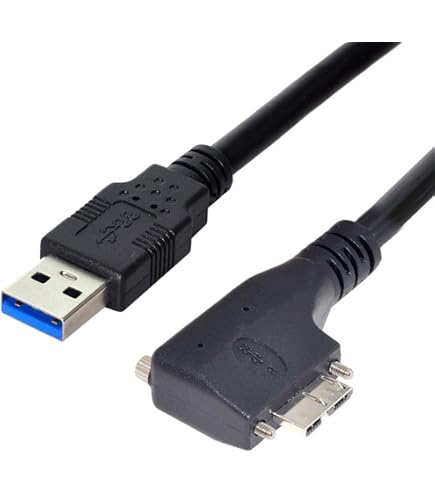 Amazon | CY USB 3.0 Aオスto Micro B左アングル90度ケーブルと