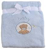 Big Oshi Baby Infant Teddy Applique Super Supple Baby Swaddling Blanket- Blue by Big Oshi
