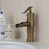 Wovier Antique Brass Bathroom Sink Faucet,Single Handle Single Hole Vessel Lavatory Faucet,basin Mix