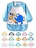 Adamz.sp 赤ちゃん ベビー 食事 エプロン 長袖 防水 食べこぼしポケット ビブ スタイ ガウン スモック 種類いっぱい (ブルー／スター／ぞう)