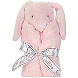 Quiltex Pink Rolled Security Blanket - Bunny by Quiltex
