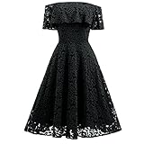 (ラグロージー)LuxRosy* レディース 総レース オフショル ワンピース 膝丈 二次会 や パーティー 黒 M