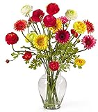 Nearly Natural 1102 Gerber and Ranunculus Liquid illusion Silk Flower Arrangement, Mixed [並行輸入品]
