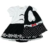 《夏対応》SHORH KID'S(ショーキッズ) 女児天竺スタイ付きフォーマルロンパス 80cm/ブラック NO.SD-50172
