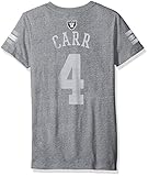 NFL Girls 7 – 16 Derek Carr Oakland RaidersメインストライプVネックName & Number半袖Tシャツ、ミディアム/ ( 10 – 12 )、ヘザーグレー