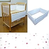 日本製 ミニベッド用 四方ガードマット ポルカドット（ピンク）ベッドガード ベビーベッド内寸90×60cm用