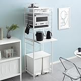 エア・リゾーム レンジ台 レンジボード ゴミ箱 収納 ごみ箱上ラック 幅60 キッチンボード emery(エメリー) (ホワイト×ホワイト, 60cm幅)