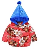 (トヨベイ)Toyobuy 厚手 子供 中綿 コート キッズ フード付き ジャケット ベビー ブルゾン アウターコート 女の子 レッド 100