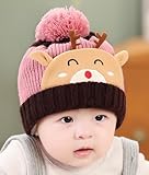 赤ちゃん　トナカイ　ニット帽　クリスマスに！ (ピンク)