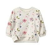 幼児用ベビーガールズプルオーバーセーターコットンフラワースウェットシャツ2 – 7t カラー: ベージュ