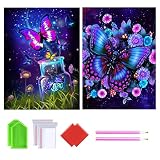 2枚セット 5Ｄダイヤモンドアート キット ダイアモンドビーズ絵画キット DIY・手作り絵画手芸キット 5D モザイクアート ハンドメイド かわいい 芸術品 装飾 ダイヤモンド塗装 全面貼り付けタイプ (Style B)