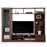 LOWYA （ロウヤ） テレビ台 テレビボード 大型 壁面収納 天然木 ガラス扉 可動棚 みせる収納 ディスプレイ収納 ラック 幅180cm ブラウン 新生活 おしゃれ