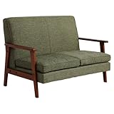 ソファ ソファー ベンチソファ 2人掛け 木製フレーム ヴィンテージ風 ファブリック グリーン