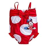 Disney ディズニー 女の子用赤x白水玉模様立体3Dリボン付きミニーマウスワンピース水着 (12-18months) [並行輸入品]