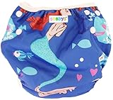 ベビーの水遊びにスイムパンツ　★赤ちゃんの水あそびに！洗って使えるので紙パンツよりとっても経済的でかわいいので大人気 (Navy Mermaid & Fish)