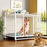Dtyubfg 犬小屋 屋外 大型犬 - 犬 ケージ ケージ ペット 室内 ケージ ケージ 犬 犬 ケージ ベーシック ペットケージ 犬 ゲージ 大型 犬用ゲージ 犬のゲージ中型犬 トップストレージ -犬 ケージ 屋根付き- キャスター付き 亜鉛めっき鋼 衝突防止ロック搭載 き 引き出トレー お掃除が楽々 構造がしっか (95×65×90cm-ブラック)