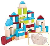 100 Piece Wooden Block Set with Carrying Bag Bright Soft Colored Building Blocks Set With Storage Po