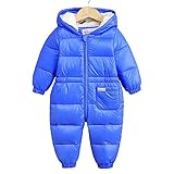 Kayiyasu ジャンプスーツ ベビー 冬服 ロンパース 子どもダウンコート アウター カバーオール オーバーオール フード付き 80％ダウン 防寒保温 019-bbxx-8705(90cm ブルー