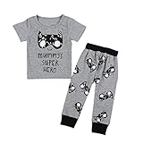 Ochine 新生児　幼児　キッズ　短袖　Tシャツ+ロングパンツ　2点セット　男女兼用　綿　かわいいプリント　ウエスト ゴム 仕様 セットアップ 子供服　カバーオール　出産祝い　70 80 90 10