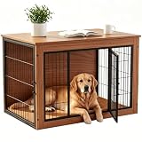 Alebert｢アレベルト｣ 犬ケージ ペットケージ 木製家具調 犬サークル 中大型犬用 サークル 室内 犬 ゲージ ウッディサークル 毛布付き インテリア調 頑丈 オシャレ (ブラウン, Lサイズ)