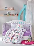 decomoodプリンセスマーメイド – 100 %コットンNursery Crib Set for Girls、6ピースベビー掛け布団/キルトセットベビーベッドバンパー、掛け布団、ベビーベッドシート