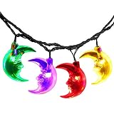 LuckLED 20ft 30 LED Moon Solar String Christmas Lights with Sensor (Multi-Color) [並行輸入品]