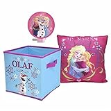 Disney Frozen Bedroom Set with Storage Bin, Pillow, and Nightlight Toy (3-Piece) [並行輸入品]