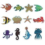 バスタブステッカーノンスリップ接着バスタブデカールアンチスリップキッズシャワー安全海の動物デカールバスルームアクセサリーセット（パック10、キッズフレンドリー）