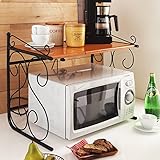 エレガントキッチンシリーズレンジ上伸縮収納ラック(クルワ) ブラウン/ブラック