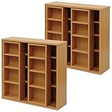 山善(YAMAZEN) 【2個組】スライドブックシェルフ スライド式コミックラック 収納ラック 書棚 本棚 書籍収納 CSCS-9090(NB)*2 ナチュラル