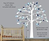 Childrens壁デカール、ホワイトツリー壁デカール、Perfect forシェルフまたは棚 Fabric Standard Tree (83"W x 90"H) ブルー Shelf_Tree_Fa