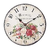 SkyNature クォーツムーブメント 静かでカチカチと音を立てない木製壁掛け時計 12inch ピンク