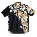 [マジュン] 国産シャツ かりゆしウェア アロハシャツ 結婚式 メンズ 半袖シャツ カミューリアーク ブラック S