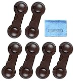 【HappyHome】ワンタッチ式 ドアストッパー 6個セット ベビー ガード 引き出し 扉 回転式 ロック いたずら防止 地震対策 クロス付き (ブラウン)