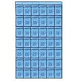 ozzptuu 42ポケットダークブルーNumbered教室透明ポケットチャート携帯電話用の壁ドアHangingストレージバッグオーガナイザーwith 4フック