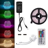 Sunix 6.6 Ft 5050 LEDストリップライトキット、RGB色変更LED柔軟なストリップ+ dc12 V電源アダプタ+リモート、非防水性、ムード44-key装飾照明