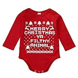 幼児新生児ベビー少年少女ロングスリーブクリスマスレタープリントロンパーボディスーツジャンプスーツ服服ギフト (100, レッド)