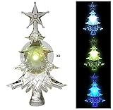 Christmas Window Clings - Set of 6 Suction Cup Xmas Trees - LED Color Changing Lights - Battery Oper