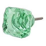 IndianShelfハンドメイドのセット2ガラスグリーンガラススクエアカットドアPullsドレッサーハンドル引き出しノブ 20 Knobs 1.25" グリーン GSK-23-1-20