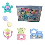 動物楽しい5 Pieces Baby Rattle and grasping toy playセットギフトパック