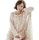 【小丸子の花轮クン】ガーゼ 素材 で 爽やか 着心地 マタニティ パジャマ チェック 柄 長袖 前開き 授乳口付 授乳服 オールシーズン 上下セット 二重ガーゼ 100％绵 素材 産前産後 (S, オ
