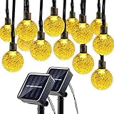 ストリングライト イルミネーションライト ソーラー バブル型 60LED 全長12M 電球間隔10cm 高輝度 IP65防水 光センサー内蔵 自動ON/OFF 屋外 室外 室内 パーティー/ベッドルー
