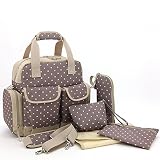 Luisvanita Large Dots Backpack Diaper Bag 3 Carrying Options - New Version (Khaki Dots) by LuisVanit