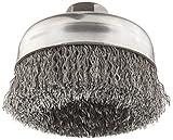 Weiler Vortex Pro Wire Cup Brush, Threaded Hole, Carbon Steel, Crimped Wire, 5" Diameter, 0.02" Wire