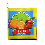 Tovadoo 布絵本 動物絵本 ファーストブック 音が鳴る絵本 フルーツ ソフト 布のおもちゃ 知育玩具 0-3歳 お出かけ絵本 知育玩具 着脱バンド付き プレゼント