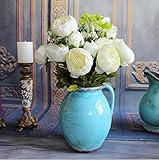Calcifer?20'' Silk Flowers Artificial Peony Bouquet For Home Decoration/Wedding Decor (White) by Cal